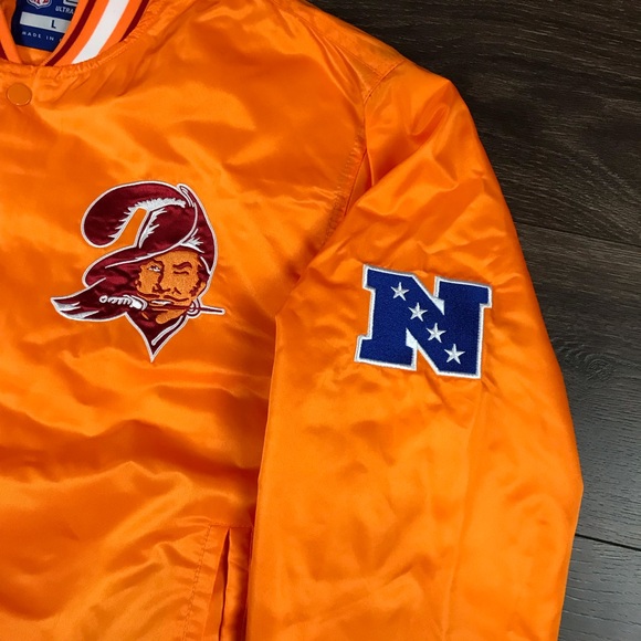 NFL X Ultra Game Tampa Bay Buccaneers Mens Retro Style Classic Orange Jacket NEW - Picture 6 of 8